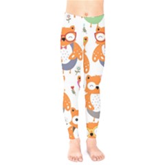 Cute Colorful Owl Cartoon Seamless Pattern Kids  Classic Winter Leggings by Apen