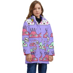 Cloud Seamless Pattern Kids  Hooded Longline Puffer Jacket by Apen