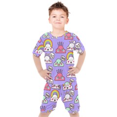 Cloud Seamless Pattern Kids  T-shirt And Shorts Set by Apen