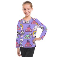 Cloud Seamless Pattern Kids  Long Mesh T-shirt