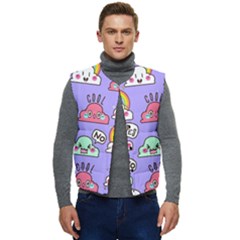 Cloud Seamless Pattern Men s Button Up Puffer Vest	