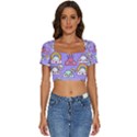 Cloud Seamless Pattern Short Sleeve Square Neckline Crop Top  View1