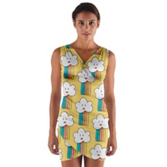 American Golden Ancient Totems Wrap Front Bodycon Dress by Apen