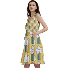 American Golden Ancient Totems Sleeveless V-neck Skater Dress With Pockets by Apen