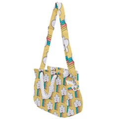 Smile Cloud Rainbow Pattern Yellow Rope Handles Shoulder Strap Bag by Apen