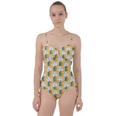 Smile Cloud Rainbow Pattern Yellow Sweetheart Tankini Set by Apen