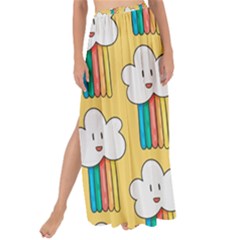 Smile Cloud Rainbow Pattern Yellow Maxi Chiffon Tie-up Sarong by Apen