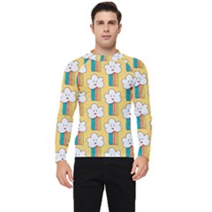 Smile Cloud Rainbow Pattern Yellow Men s Long Sleeve Rash Guard by Apen