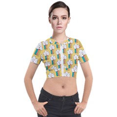 American Golden Ancient Totems Short Sleeve Cropped Jacket by Apen