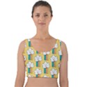 Smile Cloud Rainbow Pattern Yellow Velvet Crop Top View1