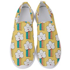 Smile Cloud Rainbow Pattern Yellow Men s Slip On Sneakers by Apen