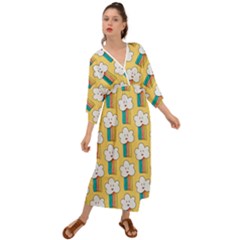 Smile Cloud Rainbow Pattern Yellow Grecian Style  Maxi Dress by Apen