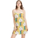 Smile Cloud Rainbow Pattern Yellow Summer Frill Dress View1