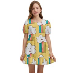 American Golden Ancient Totems Kids  Short Sleeve Dolly Dress by Apen