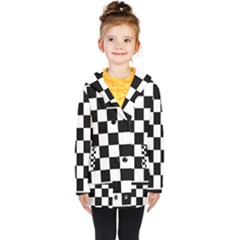 Chess Board Background Design Kids  Double Breasted Button Coat by Apen