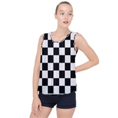 Chess Board Background Design Bubble Hem Chiffon Tank Top by Apen