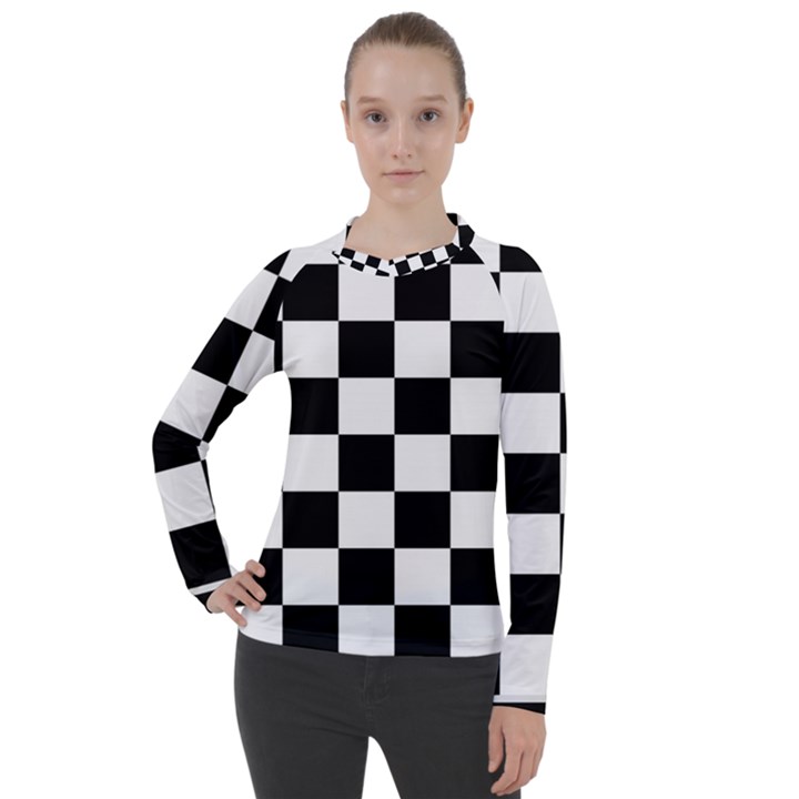 Chess Board Background Design Women s Pique Long Sleeve T-Shirt