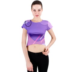 Hand Drawn Abstract Organic Shapes Background Crew Neck Crop Top by Apen