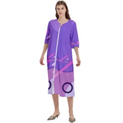 Hand Drawn Abstract Organic Shapes Background Women s Cotton 3/4 Sleeve Night Gown by Apen