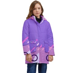 Hand Drawn Abstract Organic Shapes Background Kids  Hooded Longline Puffer Jacket by Apen