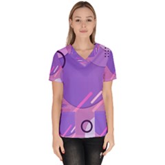 Hand Drawn Abstract Organic Shapes Background Women s V-neck Scrub Top by Apen