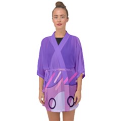 Hand Drawn Abstract Organic Shapes Background Half Sleeve Chiffon Kimono by Apen