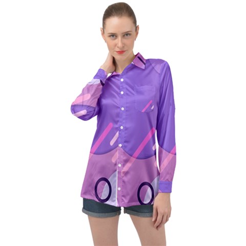 Hand Drawn Abstract Organic Shapes Background Long Sleeve Satin Shirt by Apen