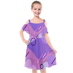 Hand Drawn Abstract Organic Shapes Background Kids  Cut Out Shoulders Chiffon Dress by Apen