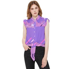 Hand Drawn Abstract Organic Shapes Background Frill Detail Shirt by Apen