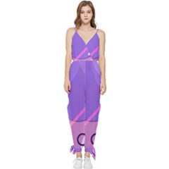 Hand Drawn Abstract Organic Shapes Background Sleeveless Tie Ankle Chiffon Jumpsuit by Apen