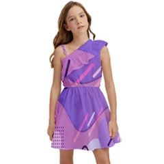 Hand Drawn Abstract Organic Shapes Background Kids  One Shoulder Party Dress by Apen