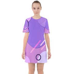 Colorful Labstract Wallpaper Theme Sixties Short Sleeve Mini Dress by Apen