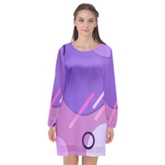 Colorful Labstract Wallpaper Theme Long Sleeve Chiffon Shift Dress  by Apen