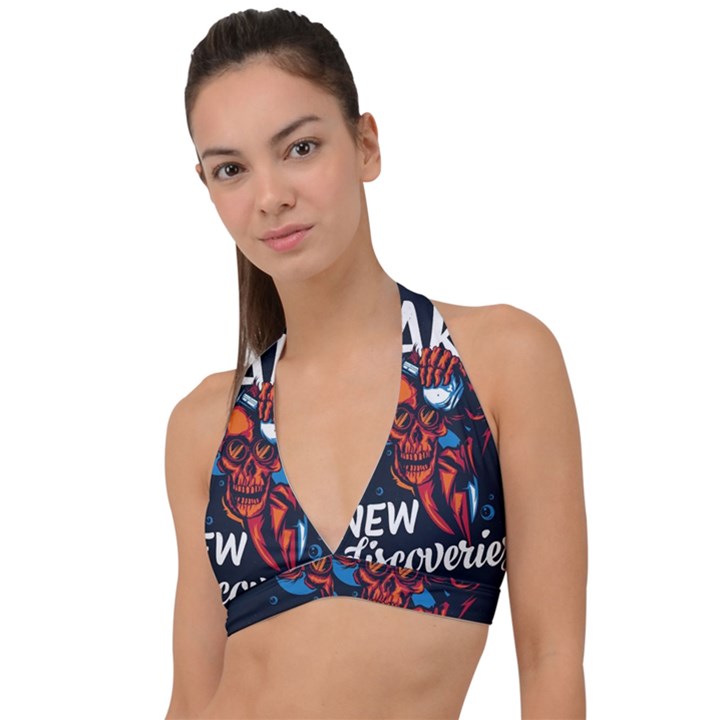 Make devil discovery  Halter Plunge Bikini Top