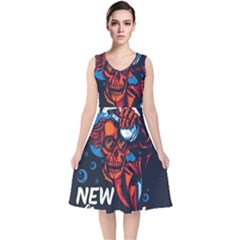 Make Devil Discovery  V-neck Midi Sleeveless Dress 