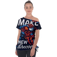 Make Devil Discovery  Off Shoulder Tie-up T-shirt