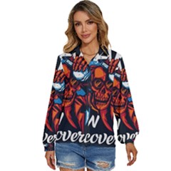 Make Devil Discovery  Women s Long Sleeve Button Up Shirt