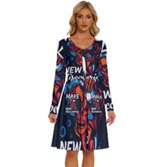 Make Devil Discovery  Long Sleeve Dress With Pocket