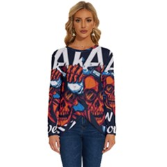 Make Devil Discovery  Long Sleeve Crew Neck Pullover Top by Saikumar