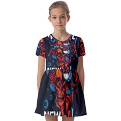 Make Devil Discovery  Kids  Short Sleeve Pinafore Style Dress by Saikumar