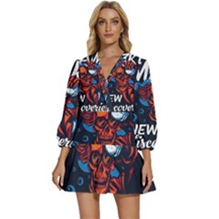 Dont Fear V-neck Placket Mini Dress