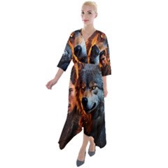 Be Dare For Everything Quarter Sleeve Wrap Front Maxi Dress by Saikumar