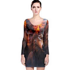 Be Fearless Long Sleeve Velvet Bodycon Dress by Saikumar