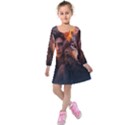 Be fearless Kids  Long Sleeve Velvet Dress View1