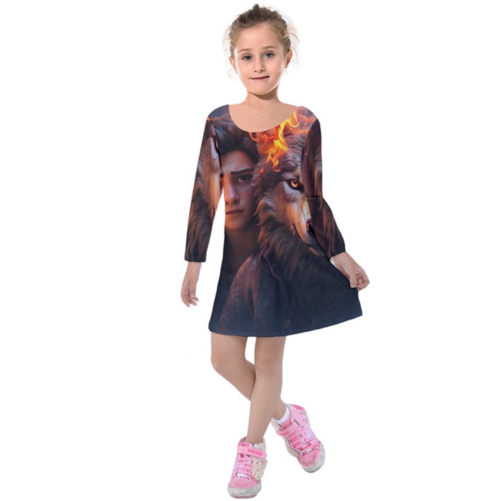 Be fearless Kids  Long Sleeve Velvet Dress