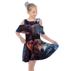 Be Fearless Kids  Shoulder Cutout Chiffon Dress by Saikumar