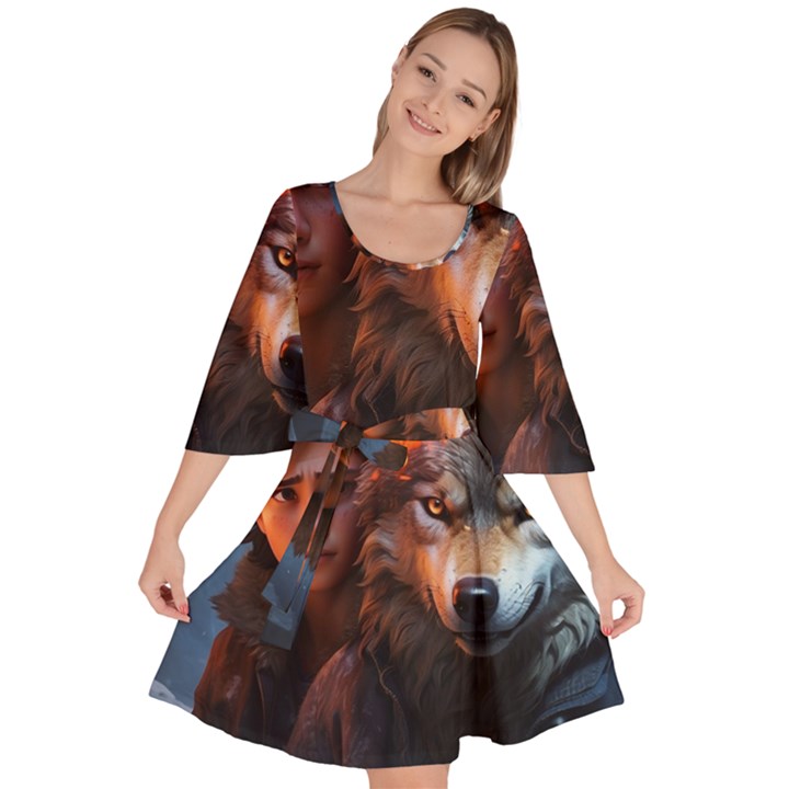 Be fearless Velour Kimono Dress