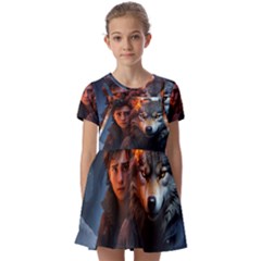 Be Fearless Kids  Short Sleeve Pinafore Style Dress by Saikumar