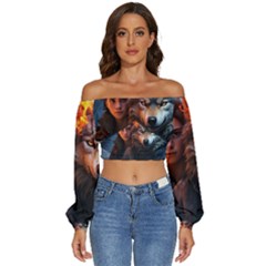 Be Fearless Long Sleeve Crinkled Weave Crop Top by Saikumar