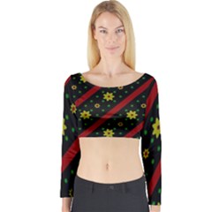 Background Pattern Texture Design Long Sleeve Crop Top by Jatiart